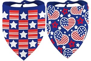 Dzmodz American Flag Dog Bandanas 2 Pack, 4th of July Pet Scarves, Durable Fabric, Patriotic Pet Bandanas for Boys and Girls, Suitable for Small, Medium, Large and Extra Large Dogs