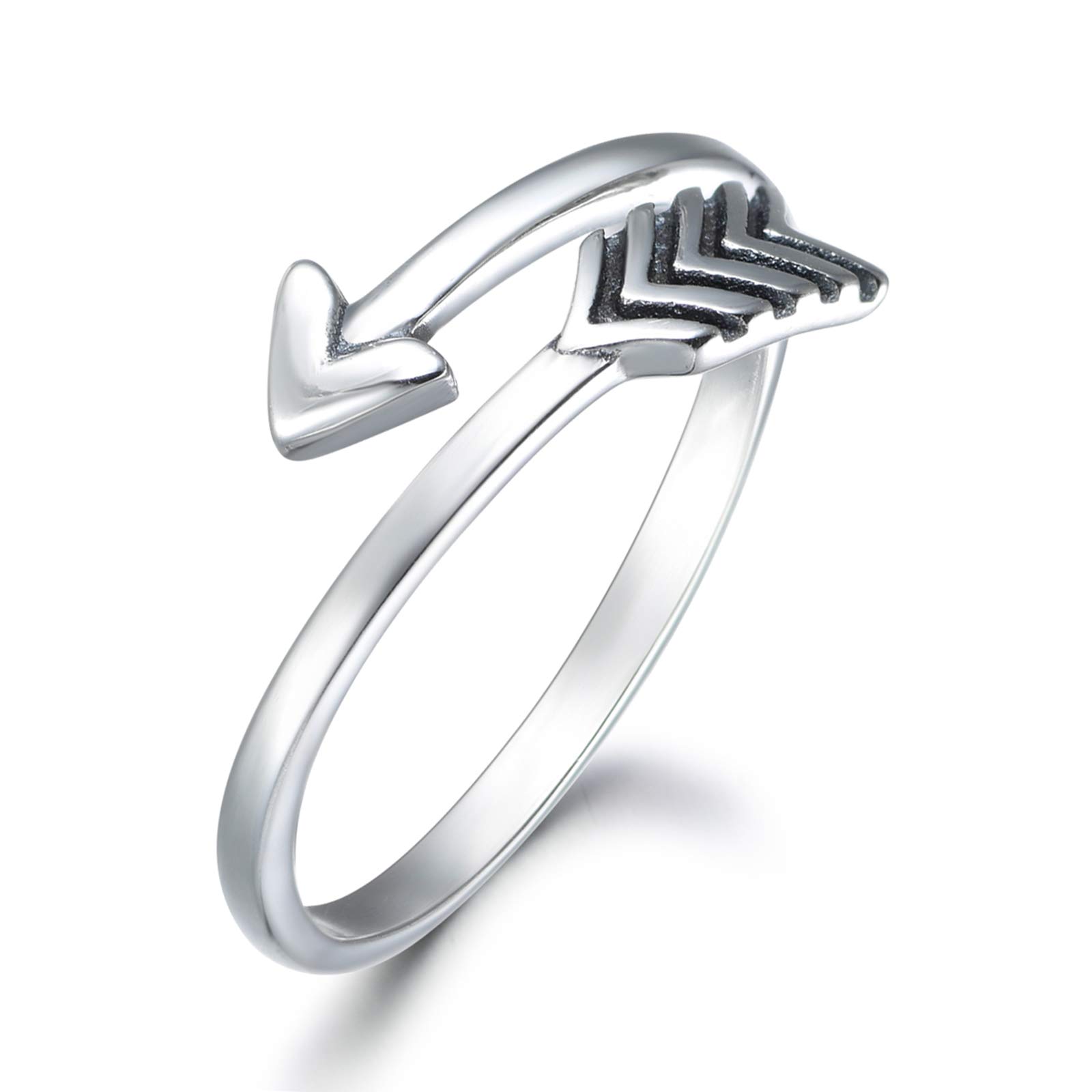 Shuxin 925 Sterling Silver Ring for Women, Adjustable Solid Vintage Silver Thumb Ring, Unisex Resizable Cupid's Arrow Open Finger Ring, Silver Knuckle Toe Rings for Men Ladies, Gift for Christmas