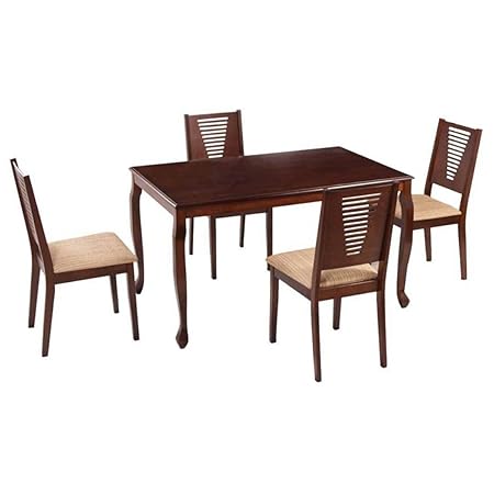 Woodness Mali 28005+28016 4 Seater Dining Table Set (Matte Finish, Wenge)