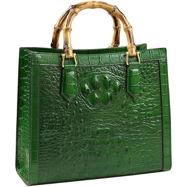 Luxury Tote Crocodile Bag Python Crocodile Leather Bag with Bamboo