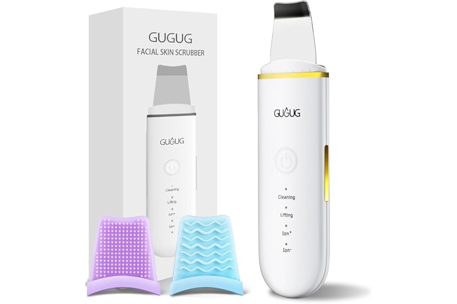 GUGUG Skin Scrubber Face Spatula Skin Spatula Pore Cleaner Blackhead Remover Tools for Facial Deep Cleansing-4 Modes -White