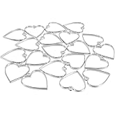 20Pcs blank resin pendants Heart Open Back Bezel Pendants Love Heart Frame Geometric Hollow Mold Pendants for Earring Necklace Jewelry Making Supplies geometric hollow trays Silver bezel pendant trays