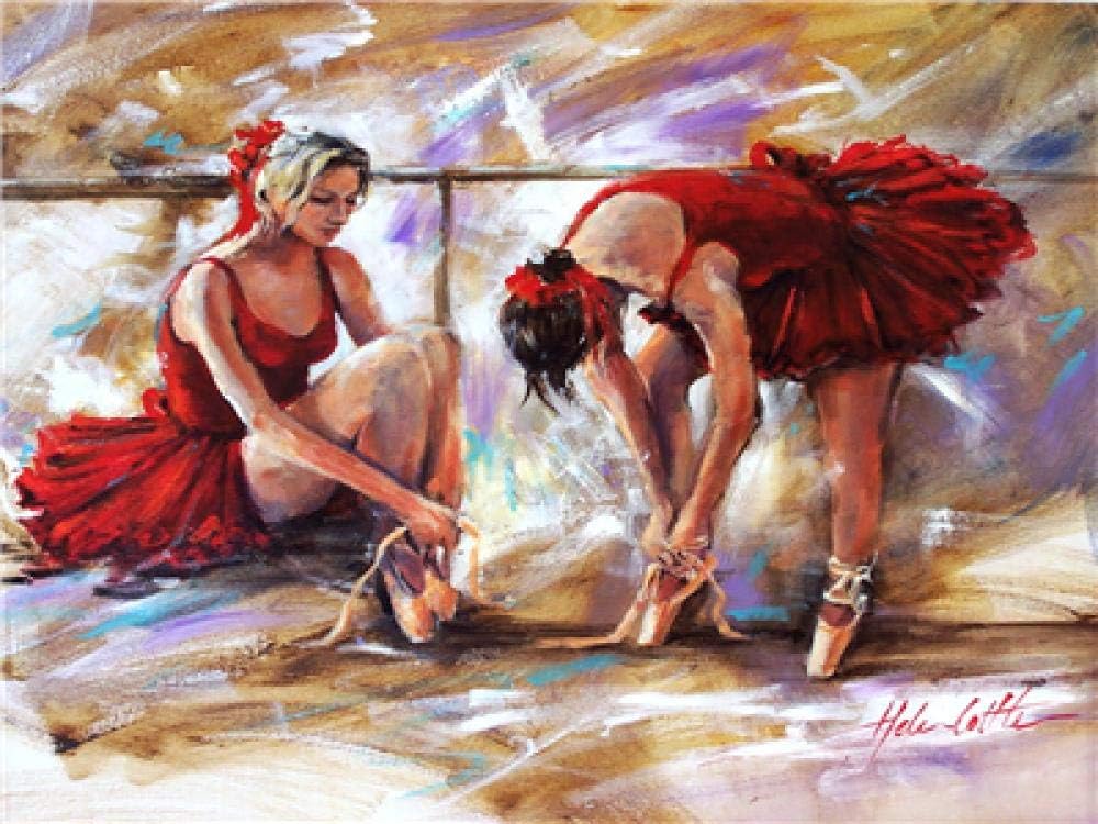 Paint by Number Kit“Red Ballet Dancer”Creative DIY Oil Painting by Numbers for Adults Children Home Decoration Craft Gifts(no Frame)