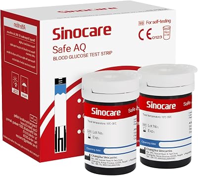 Sinocare Blood Sugar Test Strips 50pcs Safe AQ No Coding (No Lancing)