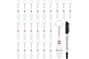 Loetere Acrylic Bowling Pin Keychains Bowling Party Favors Carnival Reward Gifts Party Bag Gift Fillers Sports Souvenir with Marker for DIY Writing