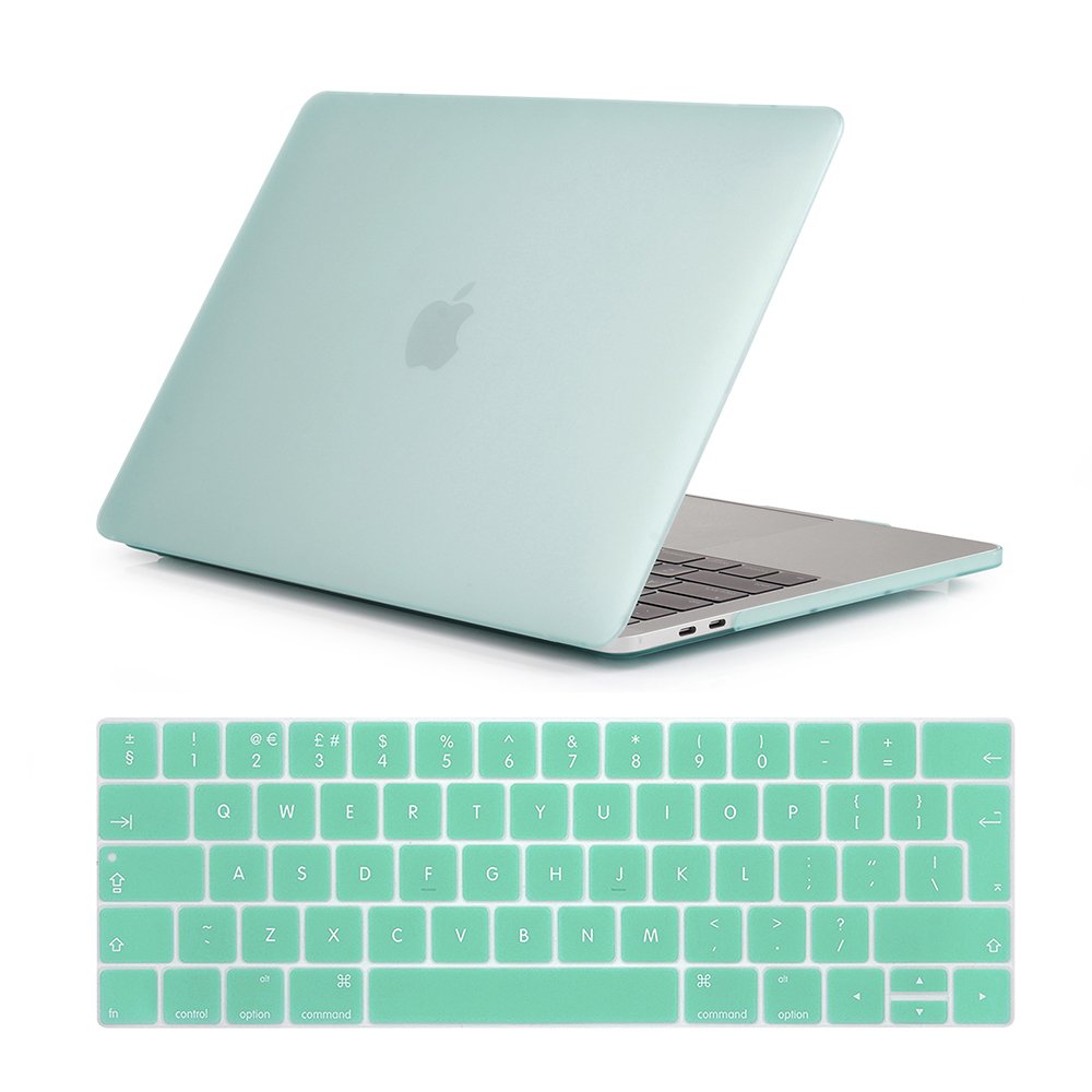 Se7enline Compatible with 2016-2019 Macbook Pro Case 2 in 1 Bundle Plastic Hard Shell Case Cover for Macbook Pro 13 inch with Touch Bar version Model A1706/A2159/A1989 with Keyboard Cover, Aqua Green — image 1