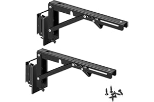 ONAGAD E Track Brackets 2 Pcs 12 Inch Black Heavy Duty Metal DIY E-Track Shelf Bracket Etrack Rail Accessories for Collapsible Workbench Table Shelves Hinge in Enclosed Trailer, Truck, Garage and Warehouse