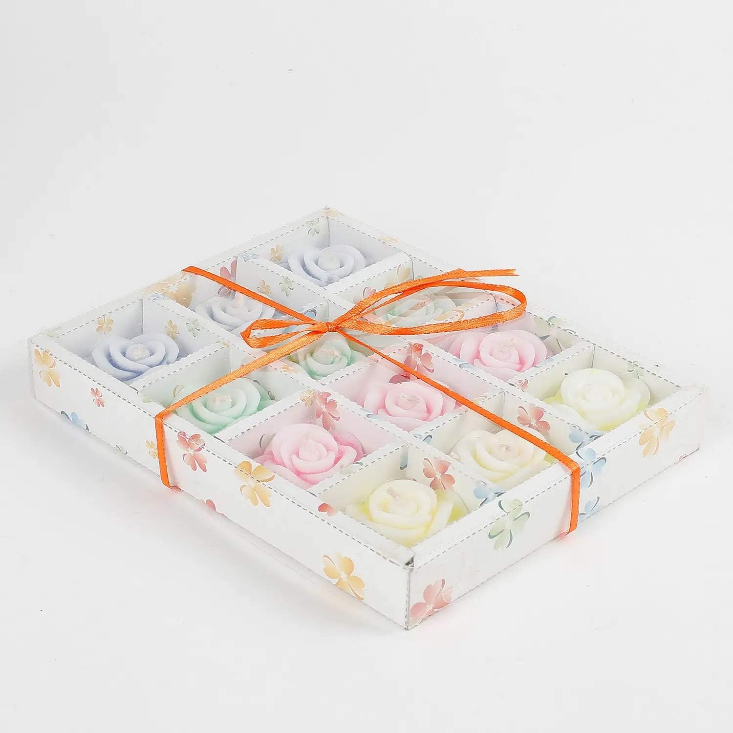 Colourful Rose Flower Shaped Candles- 12 Pcs | Christmas Year | Gurpurab