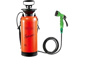 CLICIC 2 Gallon Pressure Sprayer with 7 Spray Modes, Camping Shower with Removable Hose and Shower Head for Camping Outdoor Traveling Hiking and Pet Bath, 8L
