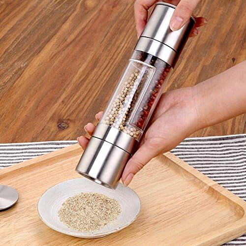 LIKEA Salt and Pepper Mill Grinder 2 in 1 Combo Stainless Steel Mill Grinder with Adjustable Coarseness And Brush for Professional Chef