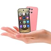 Pdfbenli Mini Phone for Kids, Unlocked 2G Mini Smartphone, 2GB+32GB, 2800Mah, 3.0 Inch Eye Protection Screen, GPS, Dual SIM, Face ID, Android 10.0, Boys Girls 7-12 Birthday Gifts (Pink)