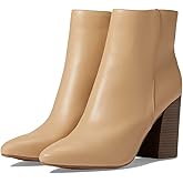 Sugar Women's Winter Chelsea Booties - Chunky High Heel, Pointed Toe, Fashion Ankle Boots-Evvie-Tan Smooth Size-6