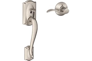 Schlage FE285 CAM 619 Acc RH Camelot Front Entry Handleset with Interior Accent Lever for Right Handed Door, Satin Nickel