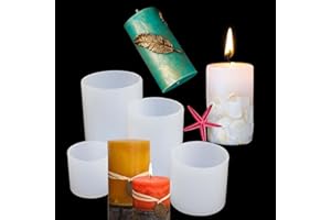 ESEENS 4 Pack Round Resin & Chocolate Silicone Mold - 3D Cylinder & Handmade Candle & Soap Mold