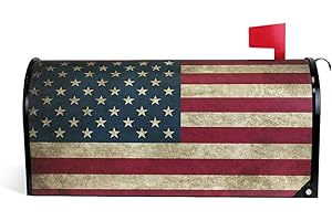 Wamika July 4Th Independence Day USA American Flag Welcome Magnetic Mailbox Post Box Cover Wraps Standard Size 20.8(L) x 18(W) Makover MailWrap Garden Home Decor