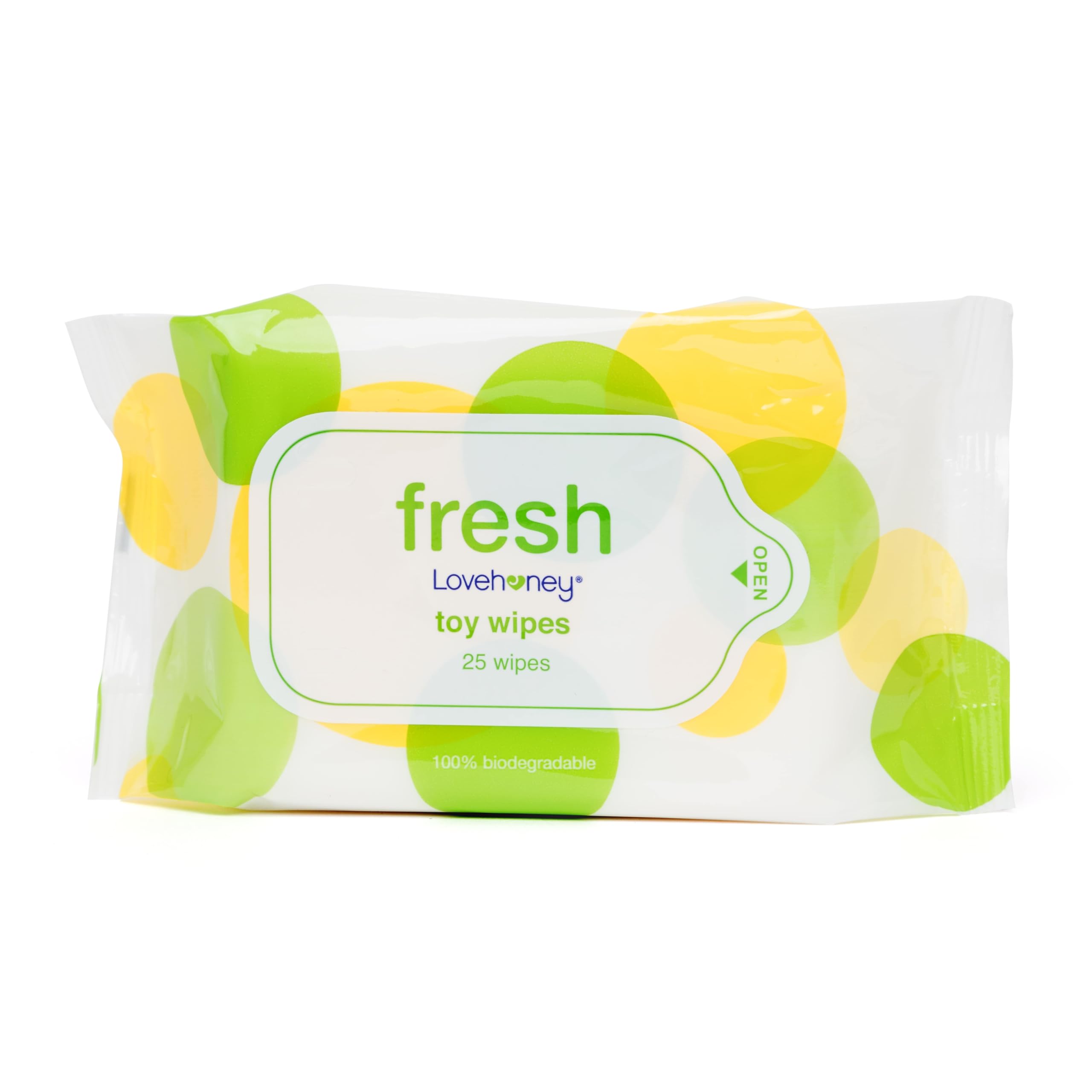 Lovehoney Fresh Toy & Body Wipes - Soothing Aloe Vera Wipes - Gentle on The Skin - Resealable Packet Keeps Everything Moist - Travel Friendly Size - Pack of 25