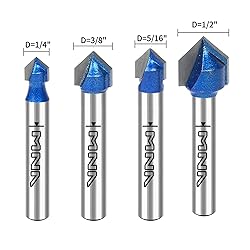 MNA 90° V Groove Router Bit 4 Pcs Set, 1/4 Inch
