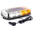 Xprite Upgraded 12" 72LED Rooftop Mini Strobe Lights, Emergency Safety Flashing Beacon Light bar with Magnetic Base for 12V-24V Construction Vehicles, Trucks, Snow Plow, Postal Car (Amber/White)