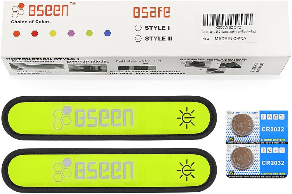 Pack of 2pcs- LED Sports Saftey Flashing Reflective Armband with High Visibility Light up Glow in The Dark Bracelet for Cycling, Jogging, Walking and Running (Green): Sports & Outdoors