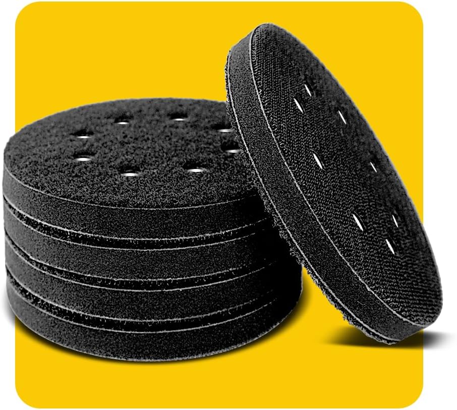 TPmax 5 Pack 125mm 8 Hole Soft Density Hook Loop Sponge Interface Pads