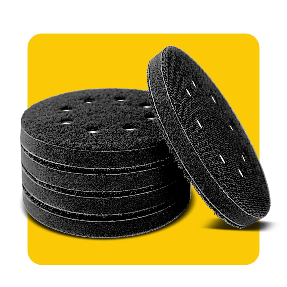 5 Pack 125 mm 8 Holes Soft Density Interface Pads 5 inch 125mm Hook and Loop Sponge Cushion Buffering Backing Pads