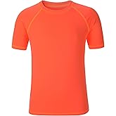 Boys UPF 50+ Rash Guard Neon Shirt Quick Dry Swim Shirts Short Sleeve UV Sun Protection Shirt for Kids Teens