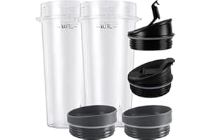 PODCAY 2-pack Blender Replacement Parts Single Serve 16oz cups with Sip & Seal Lids Compatible with Ninja Blenders