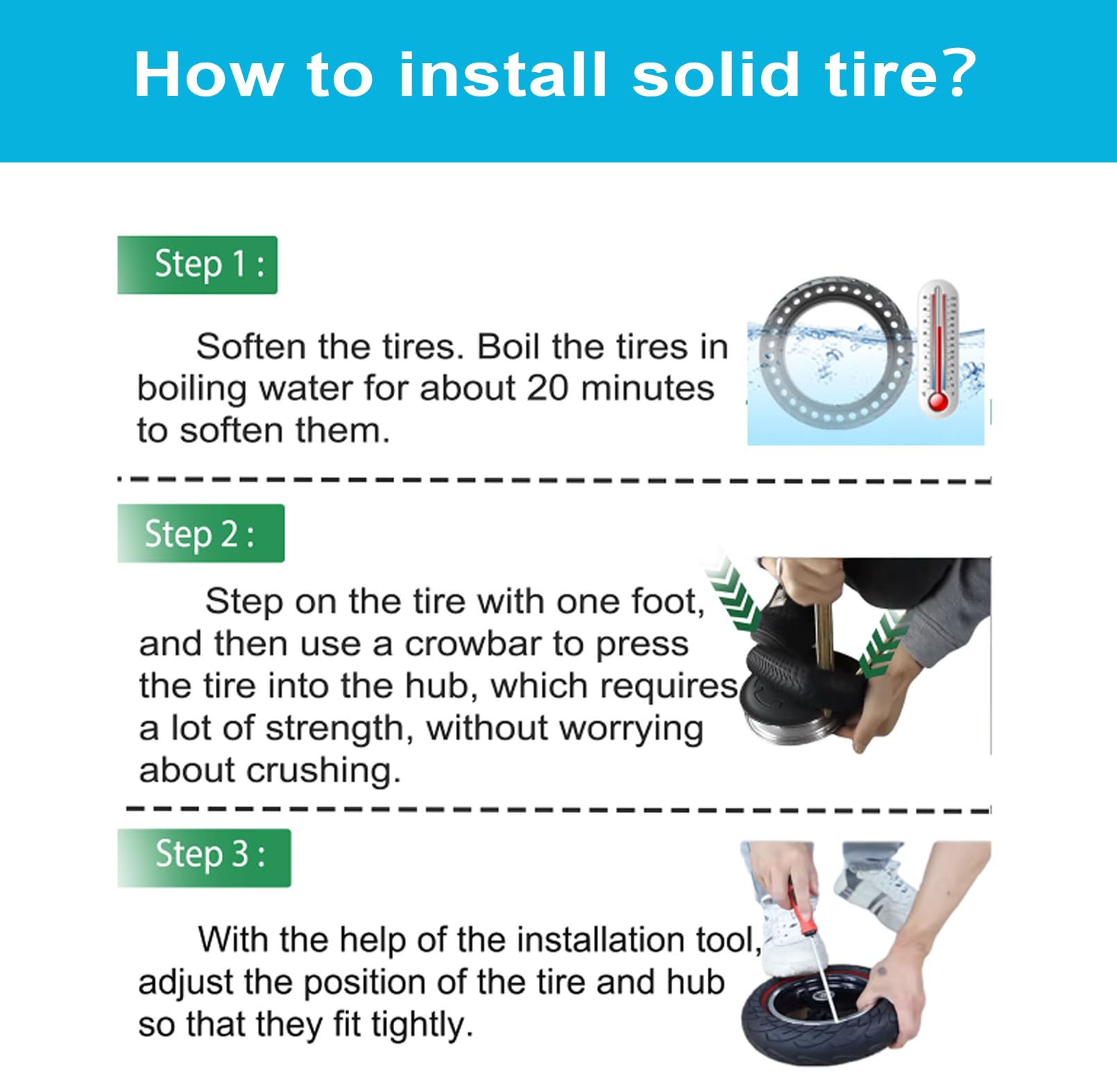 TOUBEUU Solid Tires 8.5x2 Inches for Electric Scooter, 50/75-6.1Replacement Wheels, Rubber Tyre 8-1/2'' for Gotrax GXL V2/XR/APEX & Xiaomi M365/M365 Pro/Pro 2/1S and All 8.5'' Scooter- Black(2PCS)