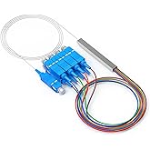 Poyiccot Fiber Optical Splitter, SC UPC 1X8 PLC Singlemode Fiber Optical Splitter, Telecom-Grade 0.9mm G657A1 Singlemode Fibe Pigtail 1260/1650nm. 1M/3.3FT.