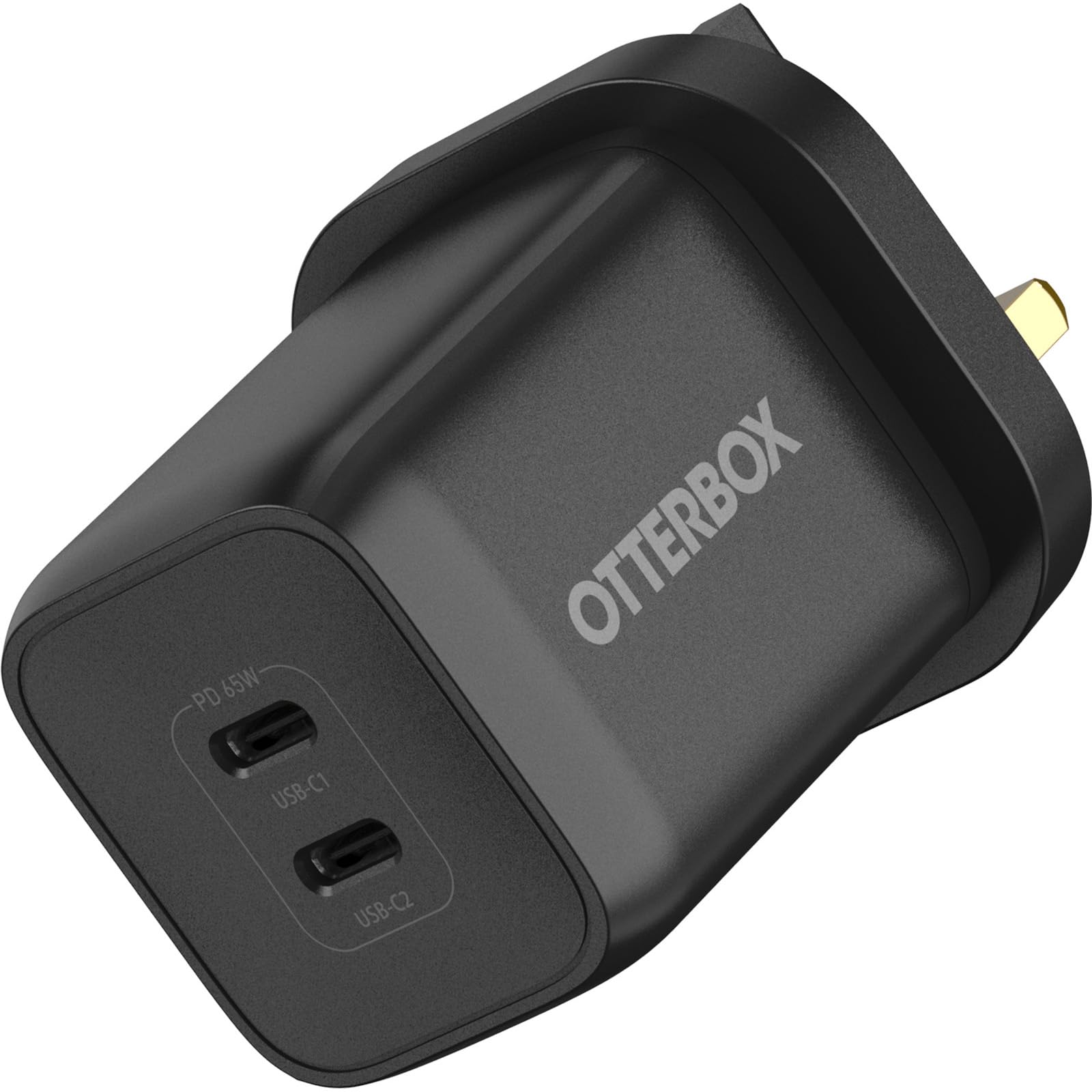 OtterBox Standard UK 65W USB-C PD GaN Dual Port Wall Charger, 45W + 20W USB-C PD, Fast Charger for Smartphone and Tablet, Drop Tested, Ultra Durable, Black