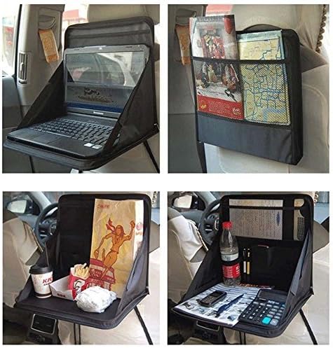 NeoTek Car Laptop/Eating Back Seat Holder Desk Multi-Functional Portable Travel Oxford Fabric Car Vehicle Seat iPad Drink Food Cup Work Mount Stand Holder Table Organizer - Black
