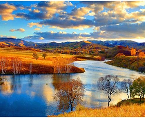 Wotion 9.84"x7.87" River Scenery Full Drill All Square DIY 5D Diamond Painting Kit for Adults Rhinestone Embroidery Cross Stitch set Arts Craft Gift