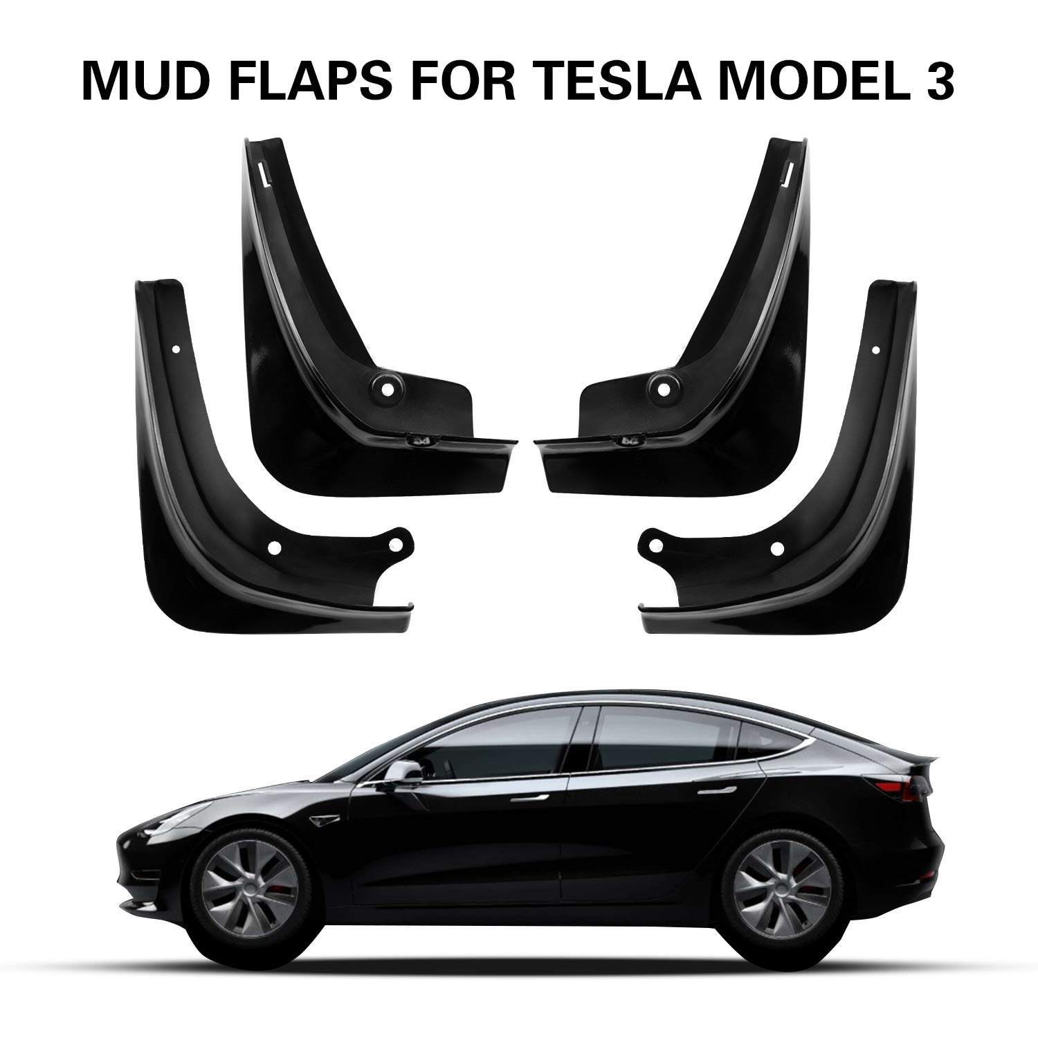 LFOTPP 2018+ Tesla Model 3 Car Mudflaps, Splash Guards Fender Mudguards