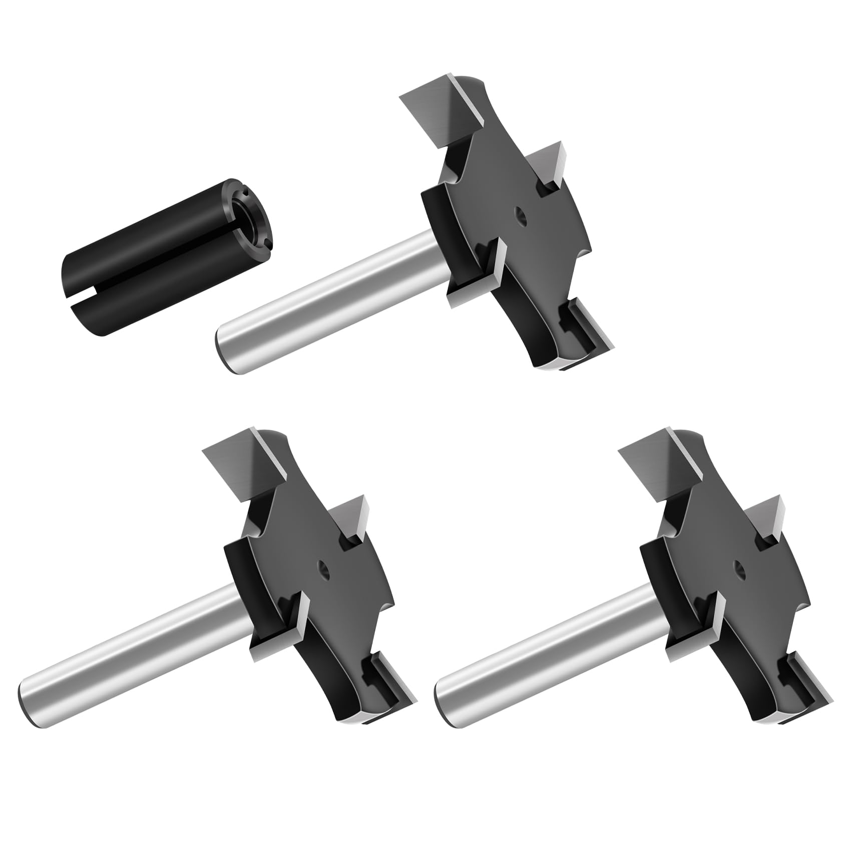 Spoilboard Surfacing Router Bit 6mm Shank 4pcs, Extra Large 38mm Cutting Diameter, Slab Flattening Router Bit Planing Bit Wood Planing Bit with Router Collet(Carbide-4 Wings)