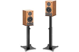 GZGDLJQ Adjustable Bookshelf Speaker Stands Pair, 20-27.5 Inch All-Metal Heavy Duty Holds 100lbs Universal for Surround Sound with Cable Management