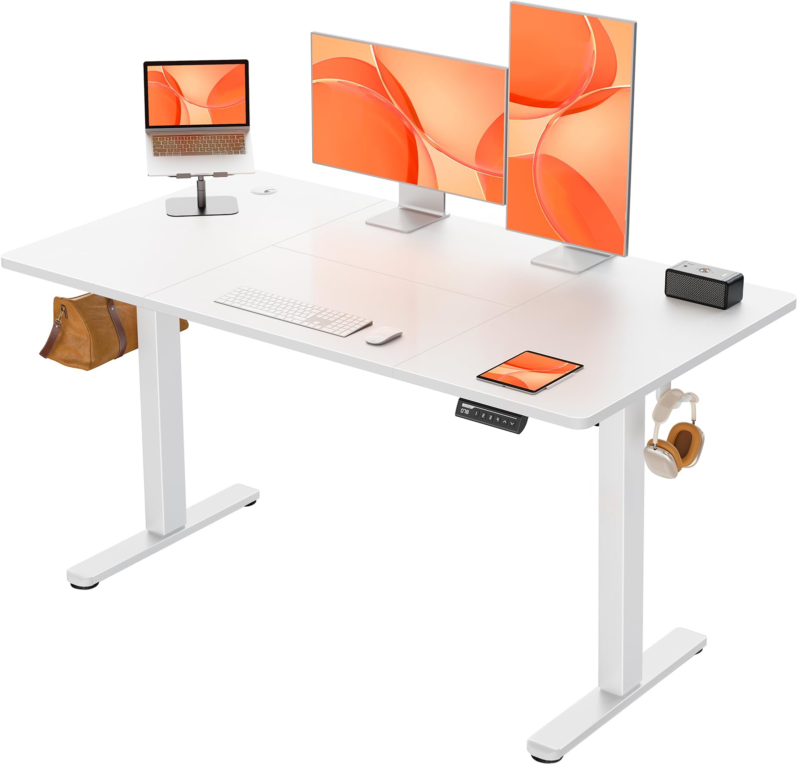 ErGear Elektrisch Höhenverstellbarer Schreibtisch 140x70 cm, Schreibtisch Höhenverstellbar mit 4 Memory-Funktion, Gaming Tisch mit Vierteilige Tischplatte