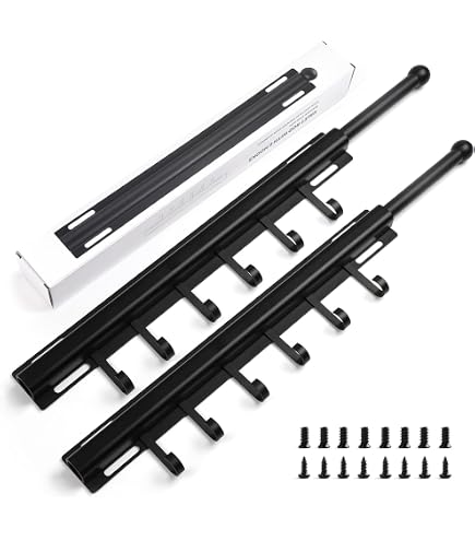 Lot De 2 Tringles Coulissantes Pour Placard - 12 Crochets, Organisateur Pour Ceintures, Cravates, écharpes