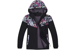 Jingle Bongala Kids Waterproof Rain Jackets Lightweight Raincoats Fleece & Knitted Lining Hooded Windbreaker for Boys Girls