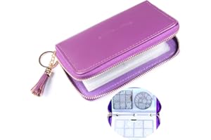 FingerAngel 24 Slots Nail Stamping Plate Holder Case Round Square Rectangular Nail Art Stamp Plate Organizer Purple Color Stamping Ablum (Purple)
