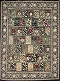Generations Traditional Panel Squares Persian Area Rug, 2' x 3', Black