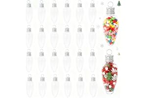 IMIKEYA 24pcs Fillable Light Bulb Christmas Ornaments: Hanging 3.3 Inch Clear Shatterproof Plastic Balls for Xmas Tree Candy 