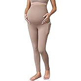 Buttergene 1 Pack Women's Maternity Leggings with Pockets Over The Belly Pregnancy Active Wear Workout Yoga Tights Pants