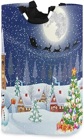 Immagini Neve E Natale.Doshine Cesto Portabiancheria Con Pupazzo Di Neve E Albero Di Natale Grande Pieghevole Per La Spesa Per Vestiti Sporchi Amazon It Casa E Cucina