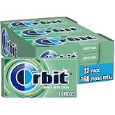 ORBIT Sweet Mint Sugar Free Chewing Gum, 12 Packs, 14 Pieces (168 Total) | Smooth sweet mint individually wrapped sugar free gum in bulk, ready for after meals, busy days, travel, gift bag, gift box