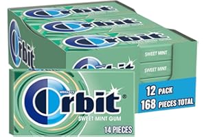 Orbit Sweet Mint Sugar Free Chewing Gum Bulk, 12 Packs, 14 Pieces Each (168 Total)