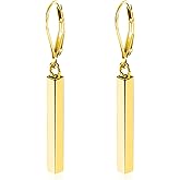 JDONL Gold Silver Bar Drop Earrings for Women 14K Gold French Style Leverback Dangle Drop Earrings Jewelry Gifts