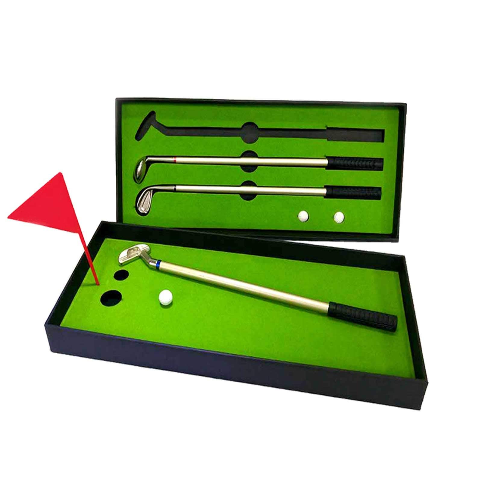 Mini Golf Club Putter Ballpoint Pen Golfers Gift Box Set Desktop Decor for School Supplies Golf accessories (A)