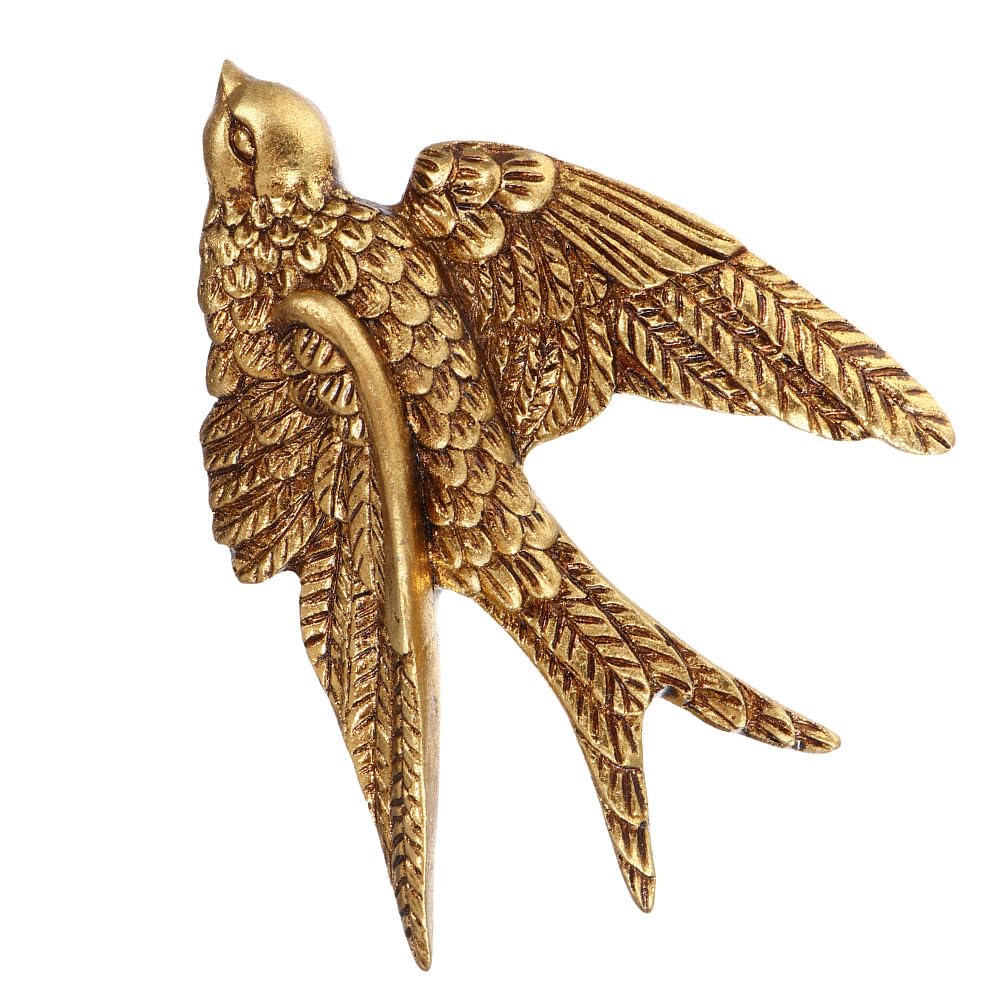 DOITOOL Swallow Wall Decoration Bird Wall Sculpture Resin Retro Swallows Golden Wall Decoration Wall Art Office Garden Fence Wall Front Door Living Room Bedroom Restaurant Cafe Party Decoration