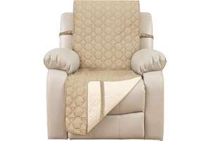 DEARTOWN Waterproof Recliner Sofa Cover - Non-Slip Recliner Chair Slipcover Furniture Protector, Washable Couch Cover for Dog and Kids, Beige, 23 Inch Middle