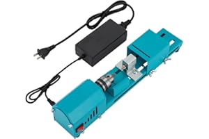 SYNAIOLMA Mini Wood Lathe Machine,96 w Aluminum Alloy Lathe Polishing Machine,Buddha Pearl Lathe Milling W/Saw Blade Guard,Speed Adjustable Rotary Tool,4000-9000rpm For Wood Polishing,Grinding,Cutting.